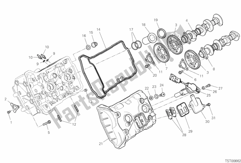 All parts for the Front Head - Timing System of the Ducati Superbike Panigale V4 Thailand 1100 2019
